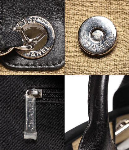 シャネル トートバッグ ショルダーバッグ シルバー金具 ドーヴィルトート キャンバス   レザー レディース CHANEL