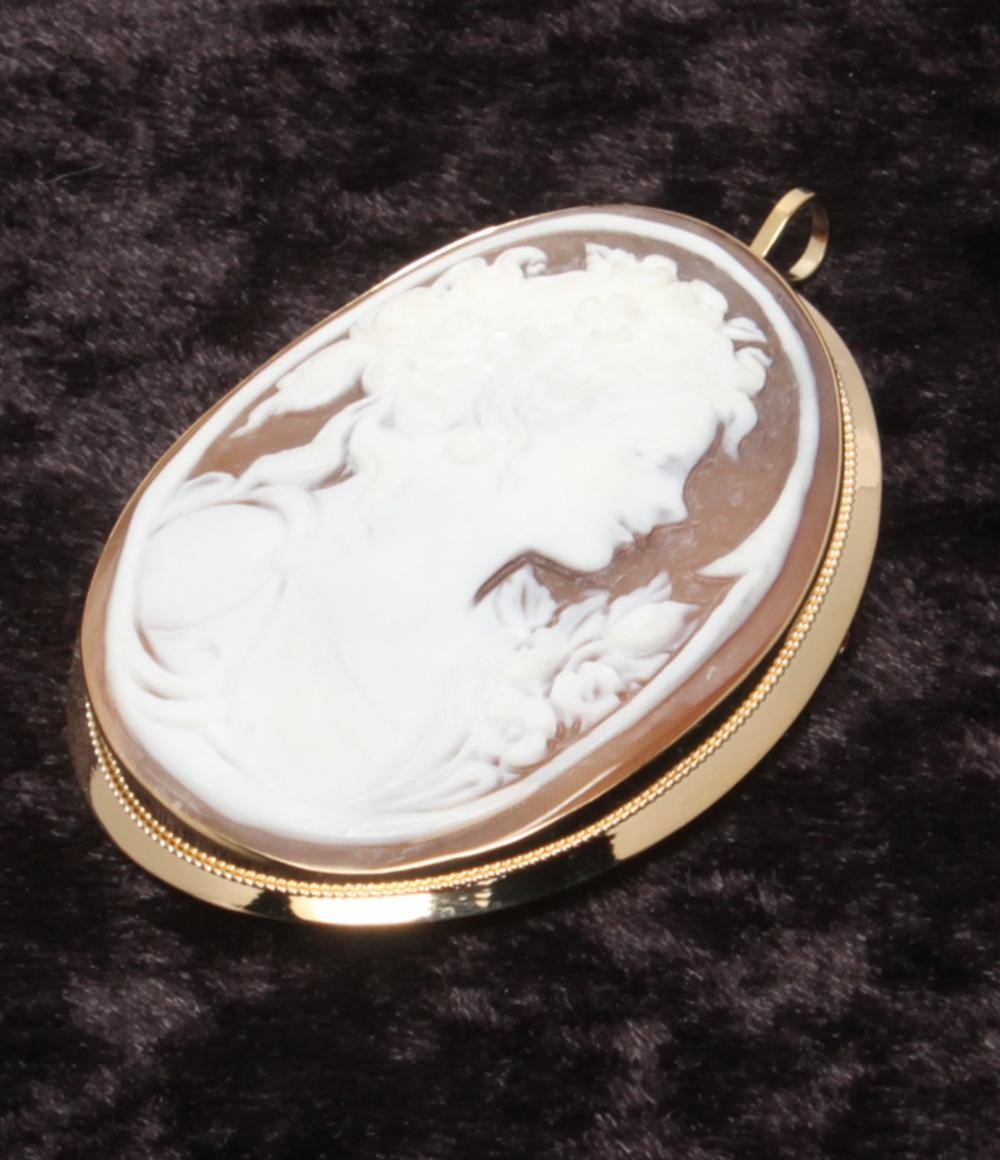 美品 ブローチ ペンダントトップ K18 シェルカメオ レディース GENNARO