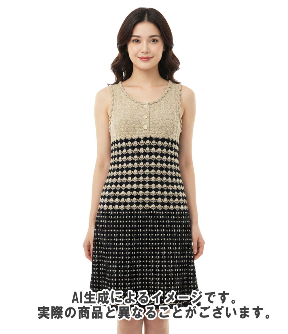 CHANEL ニットワンピース ココボタン P43419 レディース SIZE 34 (S