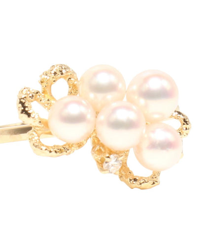 美品 タサキ リング 指輪 K18 パール ダイヤ0.01ct レディース SIZE 11号 TASAKI