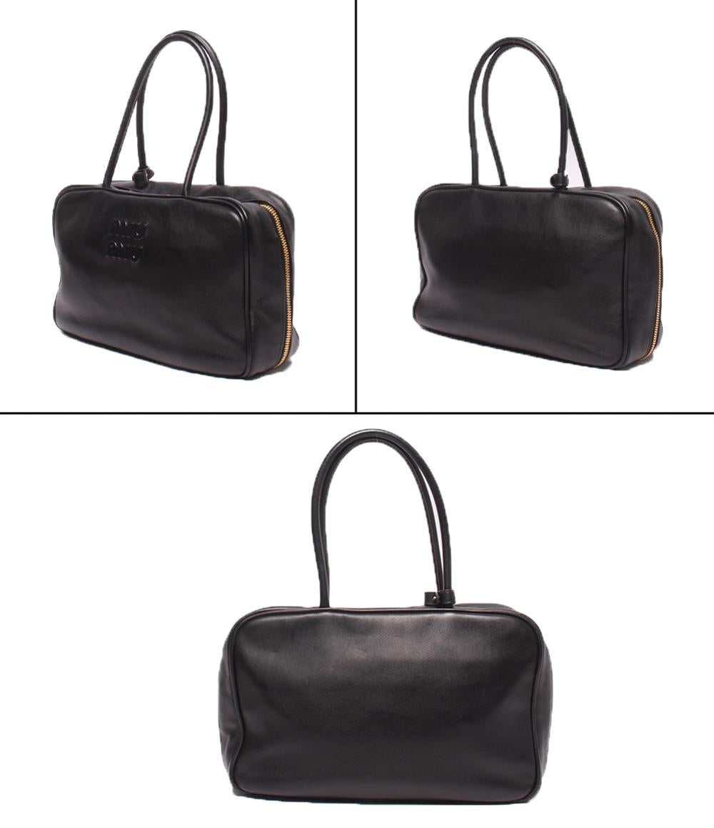 美品 Miu Miu ハンドバッグ ショルダーバッグ ボストンバッグ 肩掛け レザー ボー バッグ 5BB117 レディース ミュウ ミュウ