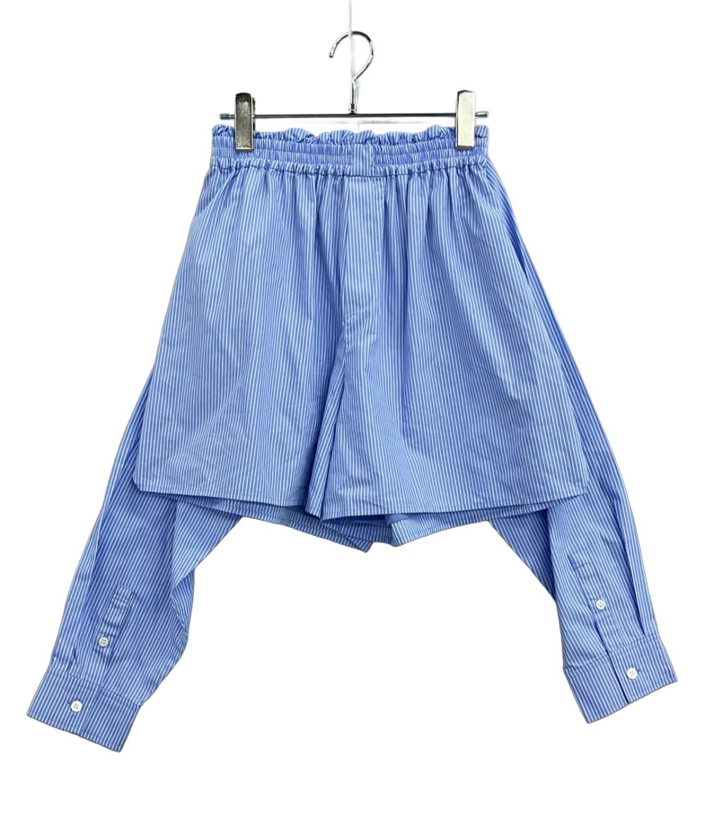 美品 クラネ ストライプショートパンツ ドッキングシャツスリーブ 19110-7102 レディース SIZE 1 (M) CLANE