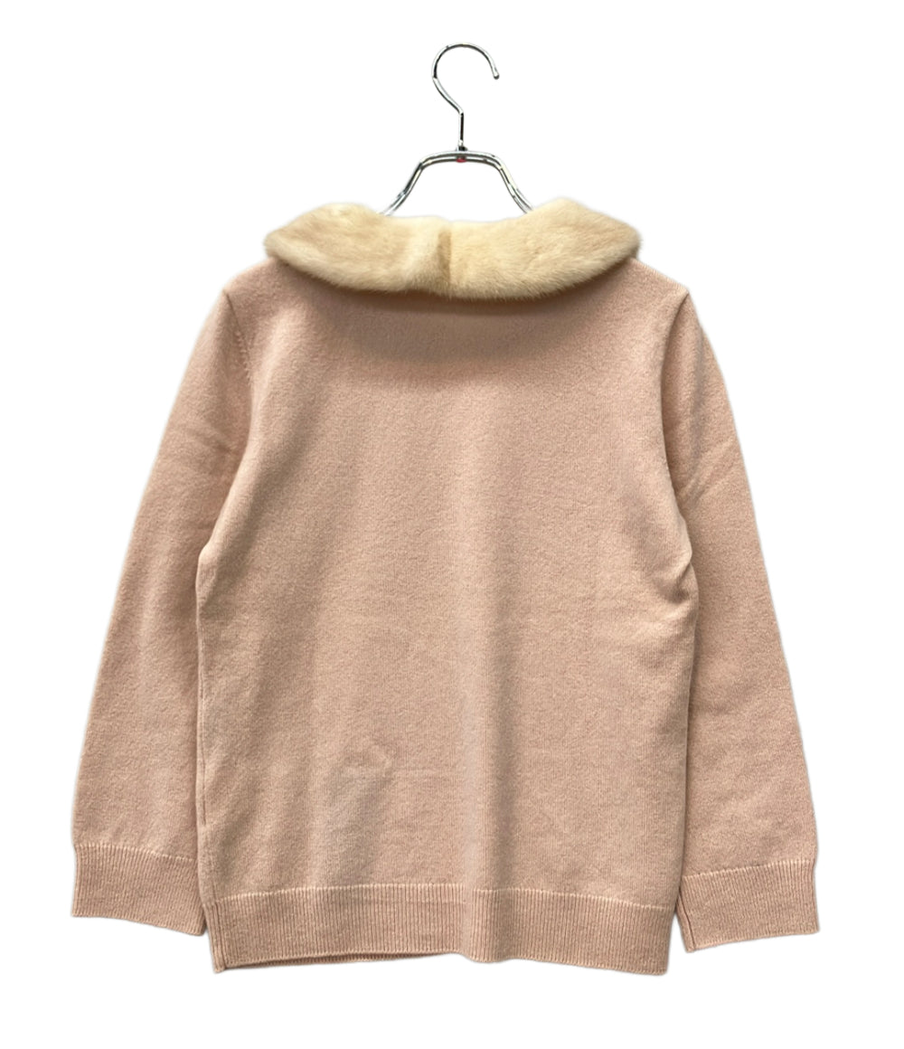 美品 FOXEY 長袖 ニット ミンク襟付き 36169-KATFG10MKN レディース SIZE 38 (S) フォクシー