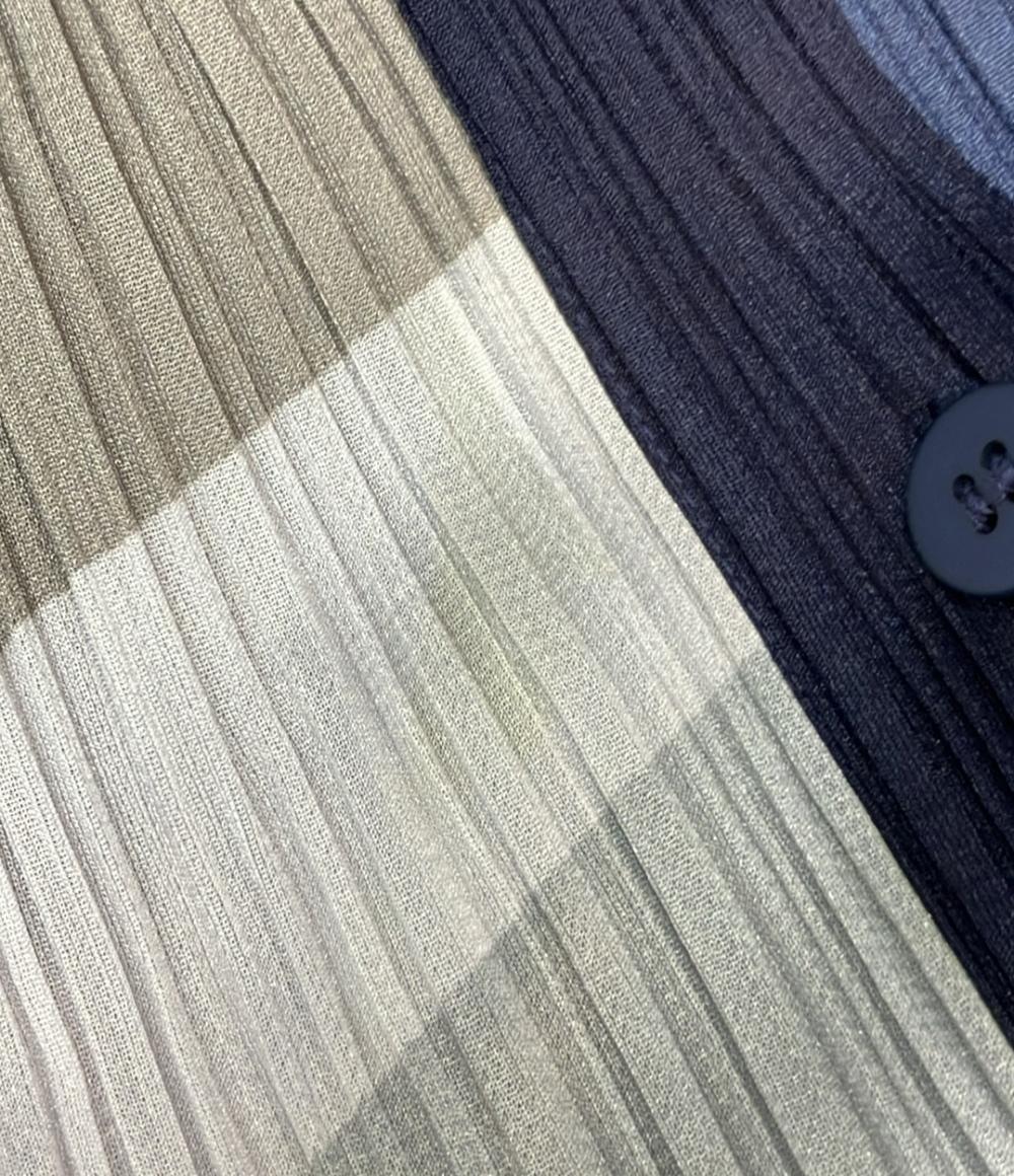 PLEATS PLEASE ノースリーブワンピース 18AW 総柄 幾何学模様 ロング丈 シャツ チュニック プリーツ PP83-JE743 レディース SIZE 3 (L)
