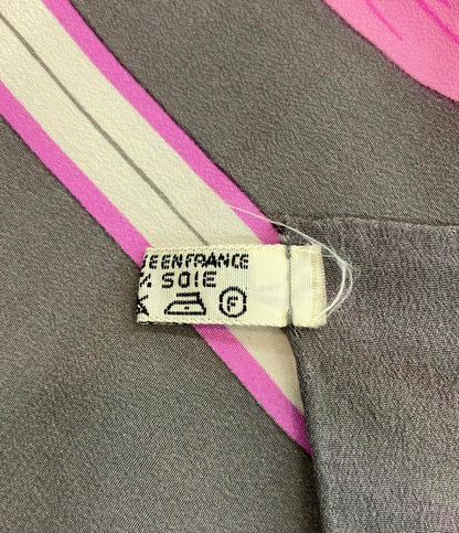 美品 エルメス スカーフ カレ140 シルク100% 蓮の花 FLEURS DE LOTUS レディース HERMES