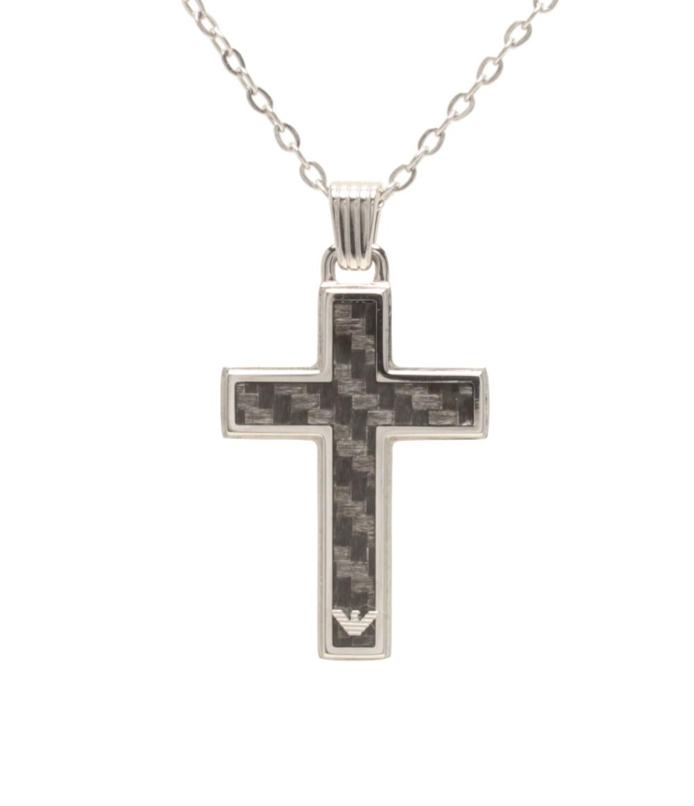 美品 Emporio Armani ネックレス カーボンクロス リバーシブル メンズ エンポリオ・アルマーニ