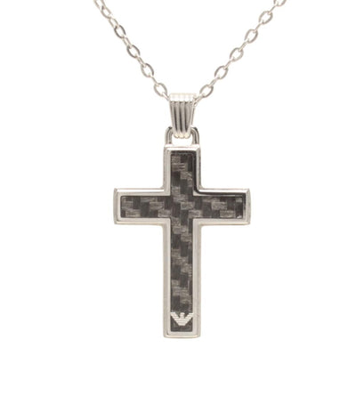 美品 Emporio Armani ネックレス カーボンクロス リバーシブル メンズ エンポリオ・アルマーニ