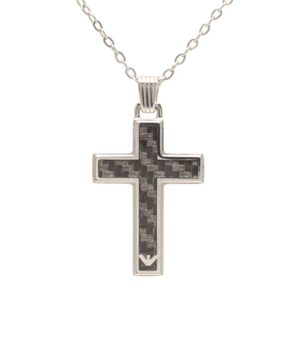 美品 Emporio Armani ネックレス カーボンクロス リバーシブル メンズ エンポリオ・アルマーニ