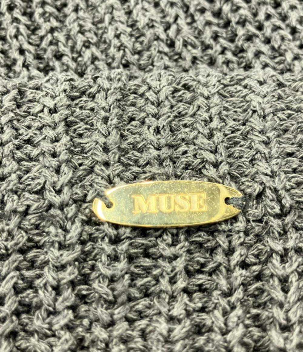 美品 ミューズ シルクリネンボートネック七分袖ニットセーター レディース MUSE