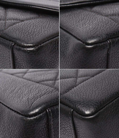 CHANEL チェーンショルダーバッグ ゴールド金具 ダイアナ フラップ マトラッセ ４番台 キャビアスキン レディース シャネル