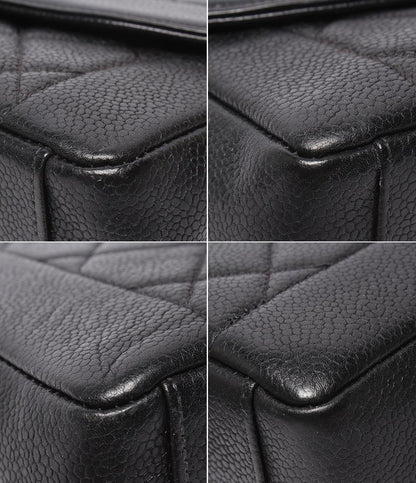 CHANEL チェーンショルダーバッグ ゴールド金具 ダイアナ フラップ マトラッセ ４番台 キャビアスキン レディース シャネル