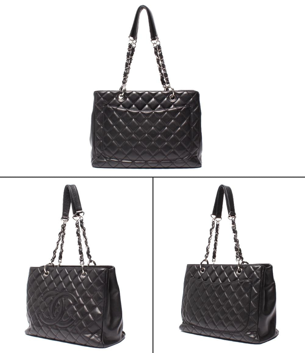 シャネル ブラック　シルバーチェーン　トートバック　黒　CHANEL 未使用 シャネル チェーントートバッグ ショルダーバッグ 肩掛け シルバー金具