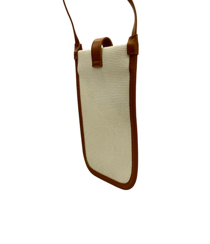 美品 LACOSTE ショルダーバッグ スマホポーチ ヘリテージキャンバス コットンキャンバス レディース ラコステ