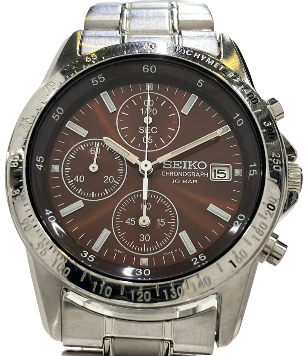 SEIKO 腕時計 クオーツ ブラウン 7T92-0DW0 メンズ セイコー