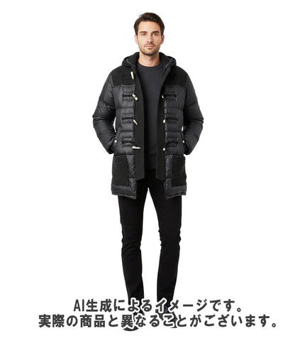 BBR ダウンコート  BARKB-RULES ナイロンニット切替 ダッフル タグ バッジ付き ブラック グレー LONG DUFFLE COAT 001470124-0001 メンズ SIZE M BBR
