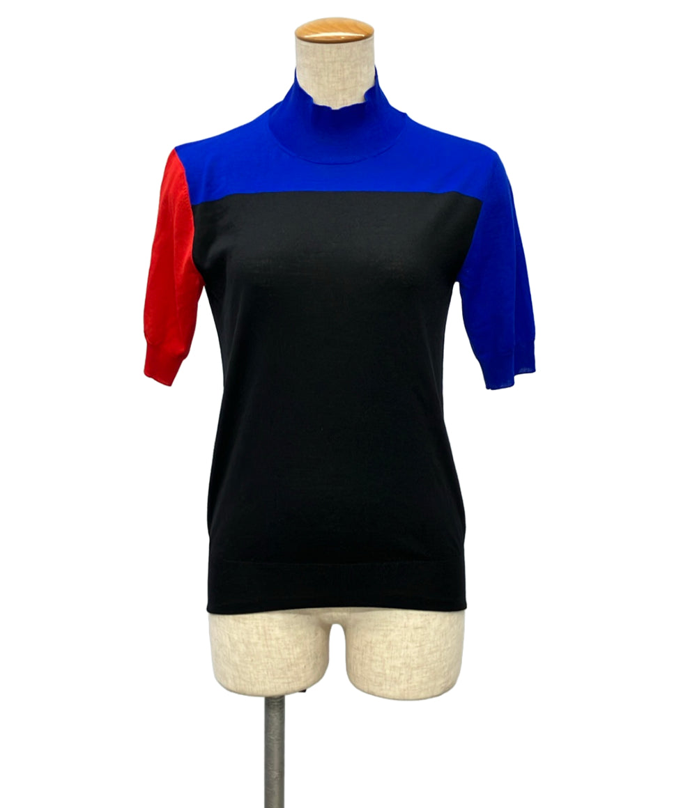 Salvatore Ferragamo 半袖ニット カラーブロック blue×black レディース SIZE S サルヴァトーレフェラガモ