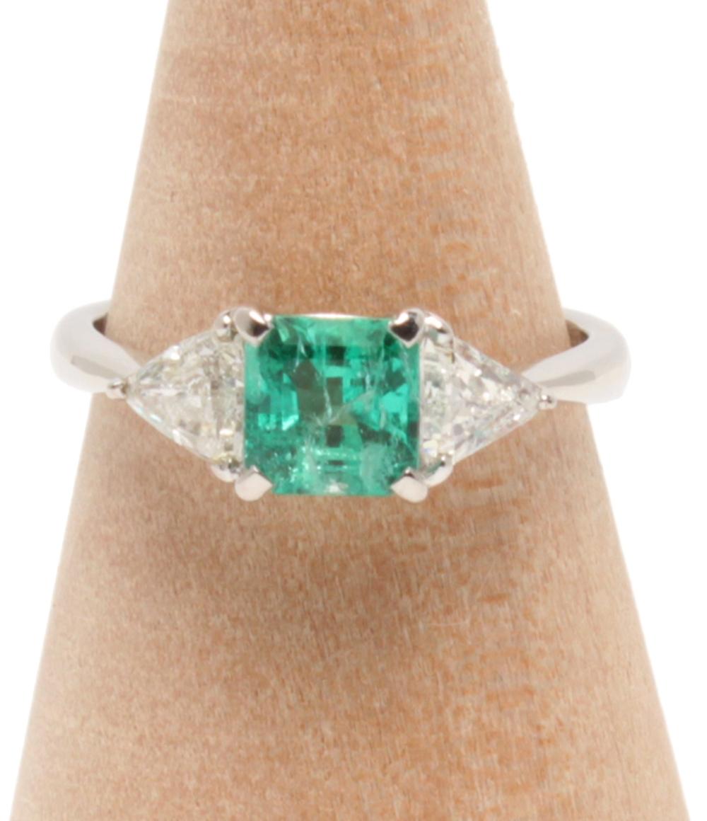 美品 リング 指輪 Pt900 エメラルド 0.85ct ダイヤ 0.634ct レディース SIZE 11号