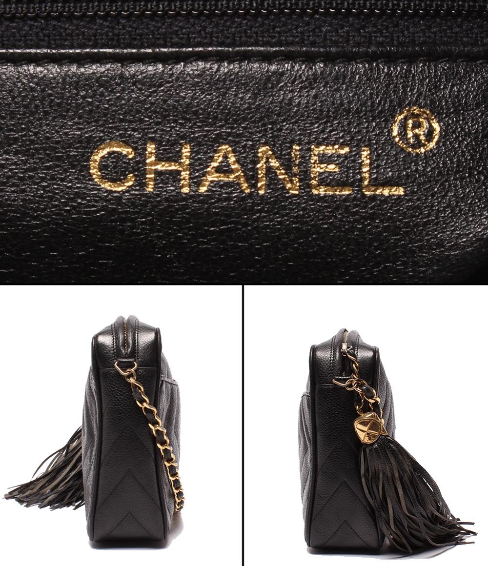 CHANEL チェーンショルダーバッグ ココマーク タッセル付き シェブロン