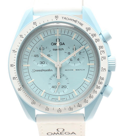 美品 Swatch OMEGA 腕時計 MISSION TO URANUS MOONSWATCH クオーツ ブルー メンズ スウォッチ オメガ