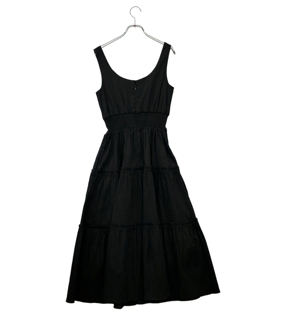 美品 Kate Spade TIERED MIDI DRESS シアサッカー ノースリーブワンピース KM113 レディース SIZE 4 (M) ケイトスペード