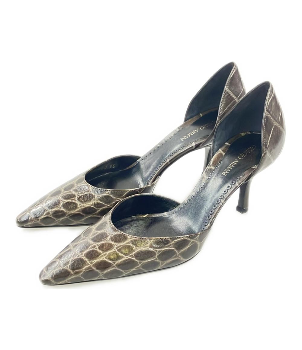 GIORGIO ARMANI ポンテットトゥパンプス クロコ型押し レディース SIZE 35 (22.5cm) ジョルジオアルマーニ