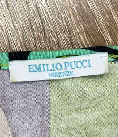 訳あり Emilio Pucci 半袖Tシャツ Vネック 7分袖 プッチ柄 レディース SIZE S エミリオ プッチ