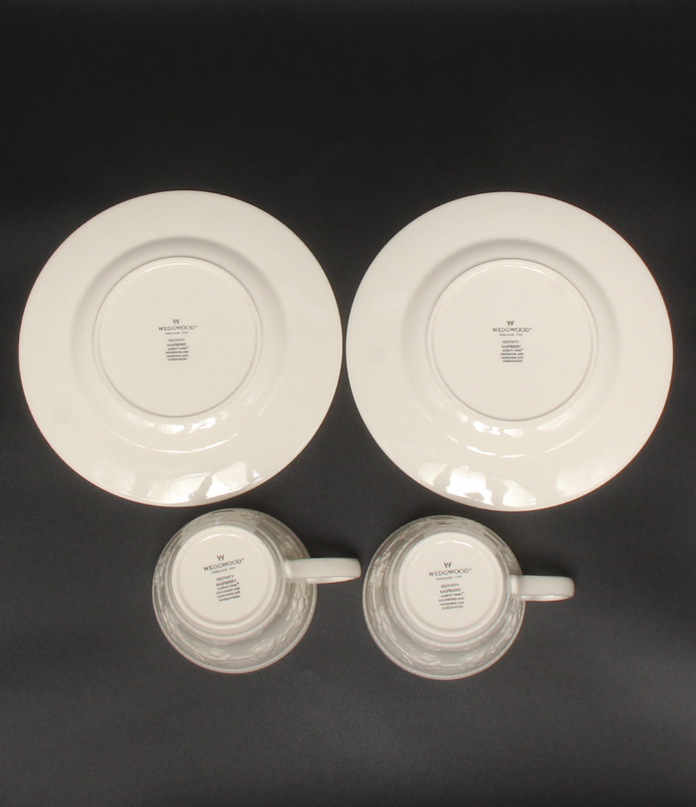 美品 WEDGWOOD プレート 皿 20cm マグカップ 4点セット フェスティビティ ラズベリー ウエッジウッド