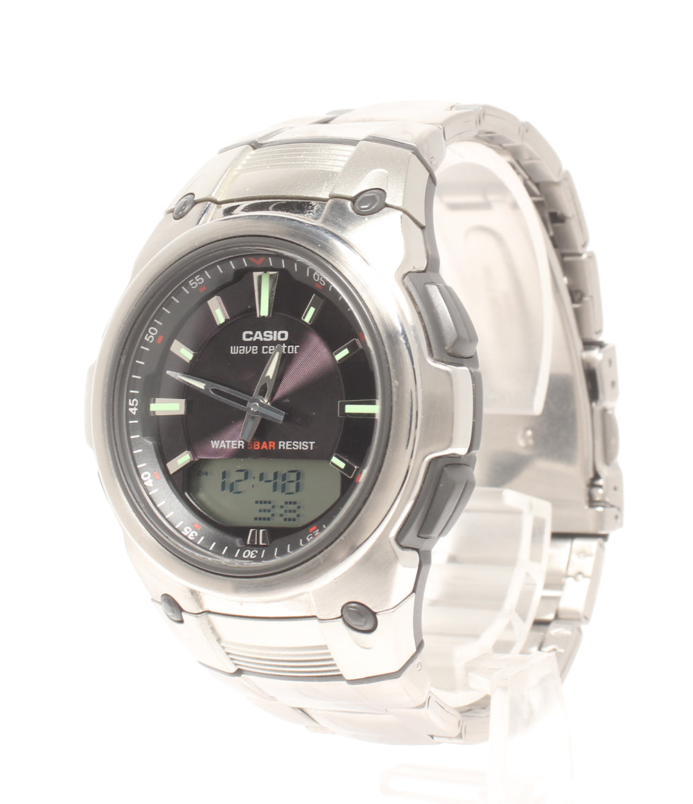 美品 CASIO 腕時計 電池電波 ウェーブセプター クオーツ WVA-109HJ メンズ カシオ