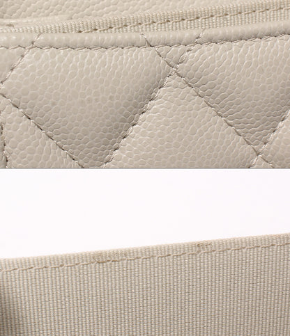 美品 CHANEL ミニチェーンウォレット マトラッセ ゴールド金具 ランダム番台 キャビアスキン AP0238 レディース シャネル