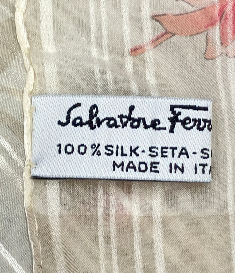 美品 Salvatore Ferragamo ストール シルク100% 花柄 レディース サルヴァトーレフェラガモ