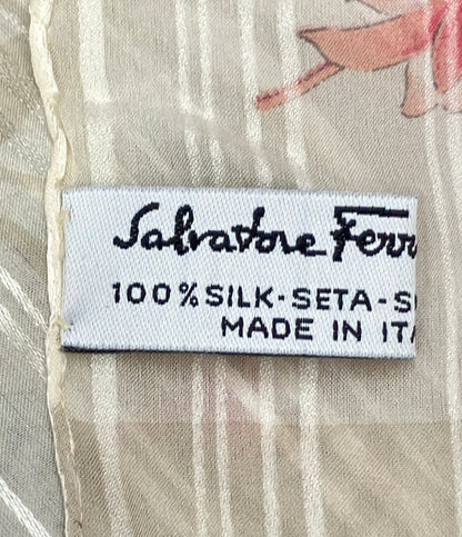 美品 Salvatore Ferragamo ストール シルク100% 花柄 レディース サルヴァトーレフェラガモ