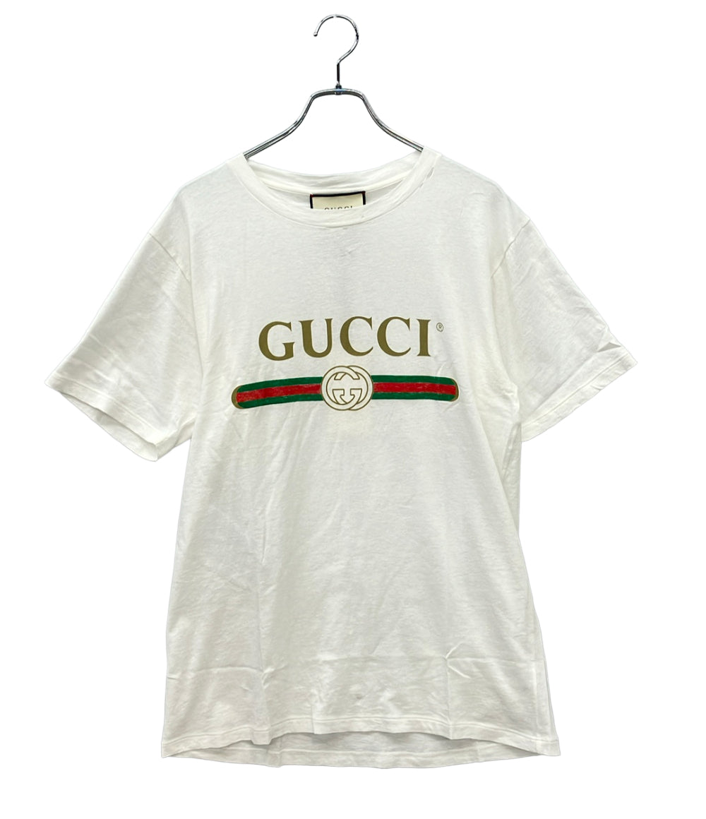 訳あり GUCCI ロゴプリント半袖Tシャツ 457095 メンズ レディース SIZE S グッチ