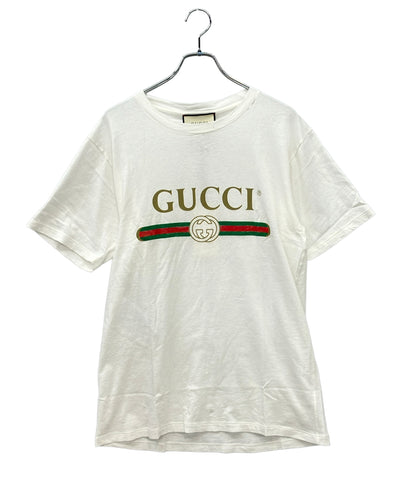 訳あり GUCCI ロゴプリント半袖Tシャツ 457095 メンズ レディース SIZE S グッチ