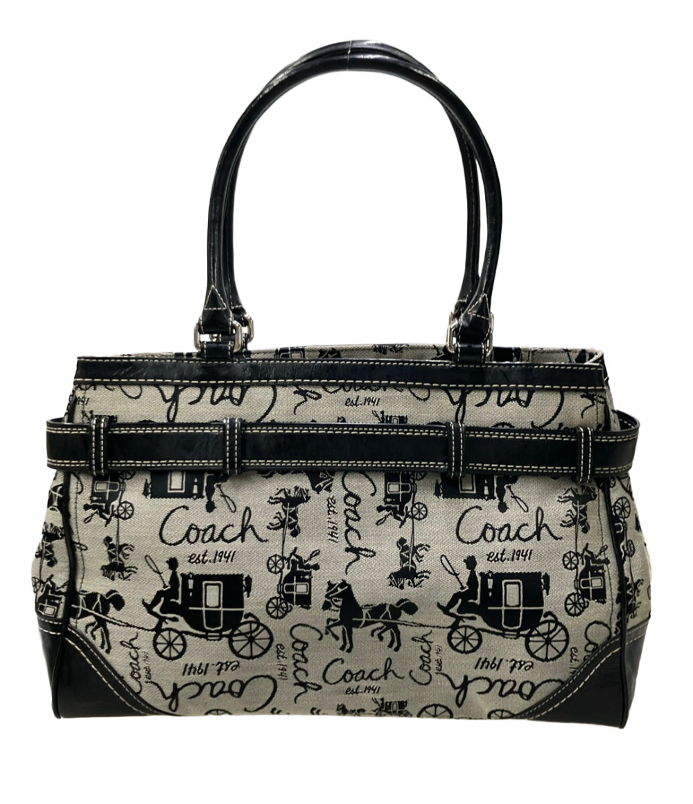 美品 COACH トートバッグ ハンドバッグ ホース＆キャリッジ レザー キャンバス F14445 レディース コーチ