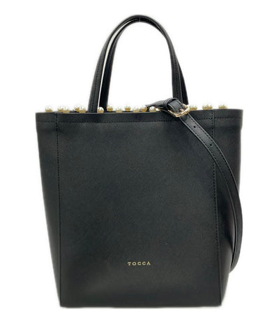 美品 TOCCA 2way ハンドバッグ ショルダーバッグ 斜め掛け ビジュー レディース トッカ
