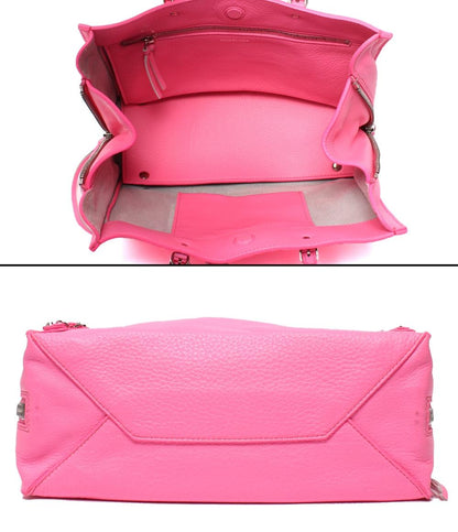 BALENCIAGA 2way ハンドバッグ ショルダーバッグ カーフスキンレザー ネオンピンク ショッキングピンク ペーパー ミニ A6 ジップアラウンド