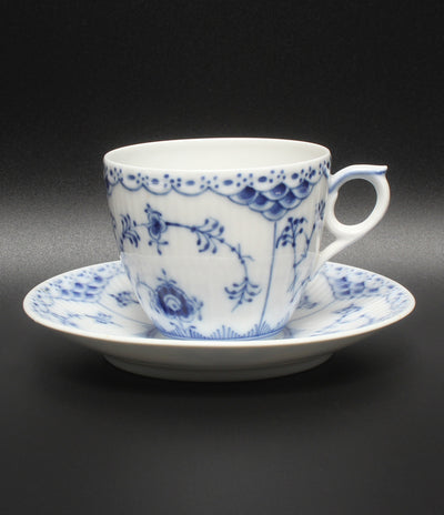 美品 Royal Copenhagen カップ＆ソーサー ブルーフルーテッド ハーフレース ロイヤルコペンハーゲン