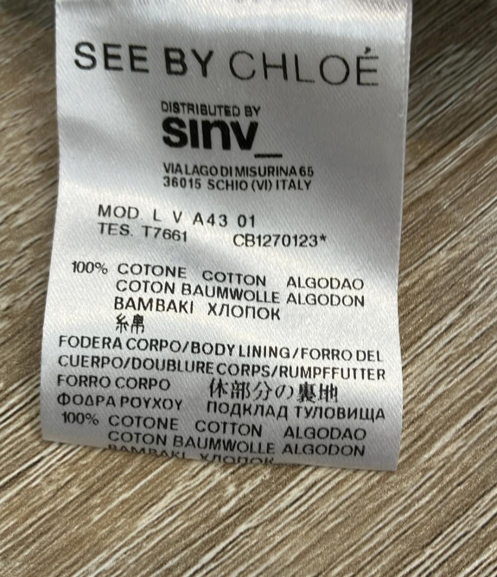 SEE BY CHLOE 半袖ワンピース ドッキング 袖リボン LVA4301 レディース SIZE 38 (S) シーバイクロエ
