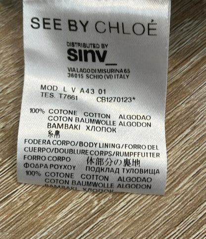 SEE BY CHLOE 半袖ワンピース ドッキング 袖リボン LVA4301 レディース SIZE 38 (S) シーバイクロエ