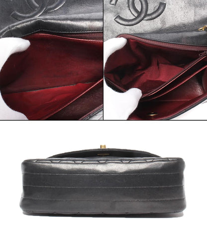 CHANEL チェーンショルダーバッグ シングルチェーン ラムスキン ゴールド金具 0番台 マトラッセ レディース シャネル