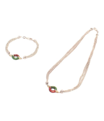 4連ネックレス ブレスレット SV925 七宝 エマイユ 2点セット レディース