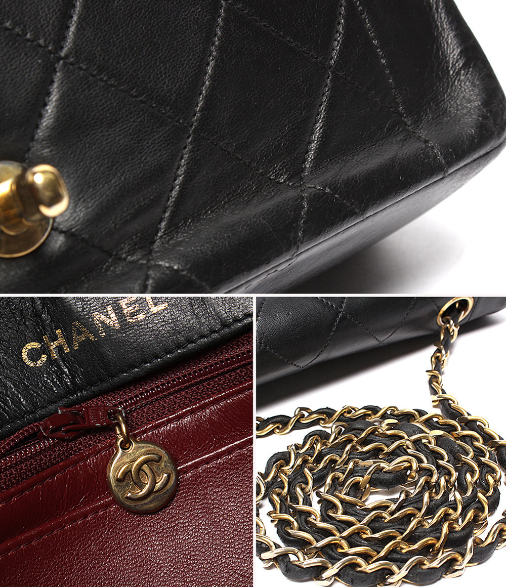 CHANEL チェーンショルダーバッグ ゴールド金具 シングルフラップ シングルチェーン ダイアナ 1番台 マトラッセ ラムスキン レディース シャネル