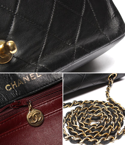 CHANEL チェーンショルダーバッグ ゴールド金具 シングルフラップ シングルチェーン ダイアナ 1番台 マトラッセ ラムスキン レディース シャネル