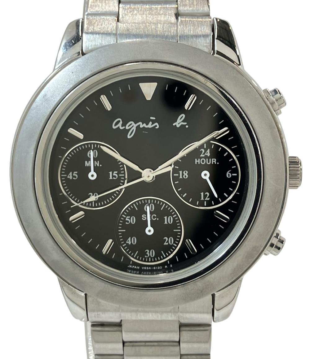 アニエスベー 腕時計 クオーツ ブラック V654-6100 ユニセックス agnes b.