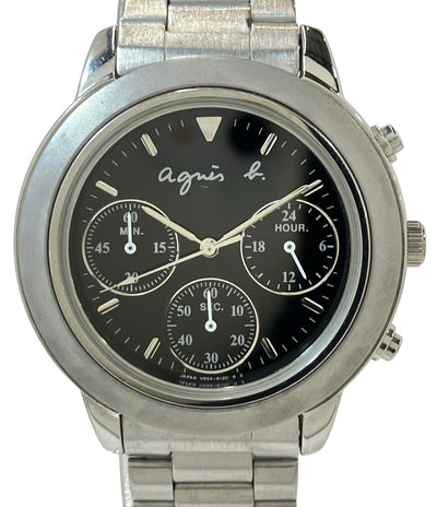 アニエスベー 腕時計 クオーツ ブラック V654-6100 ユニセックス agnes b.