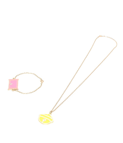 美品 ネックレス 鈴モチーフ ブレスレット どこでもドアモチーフ ドラえもん 2点セット ユニセックス