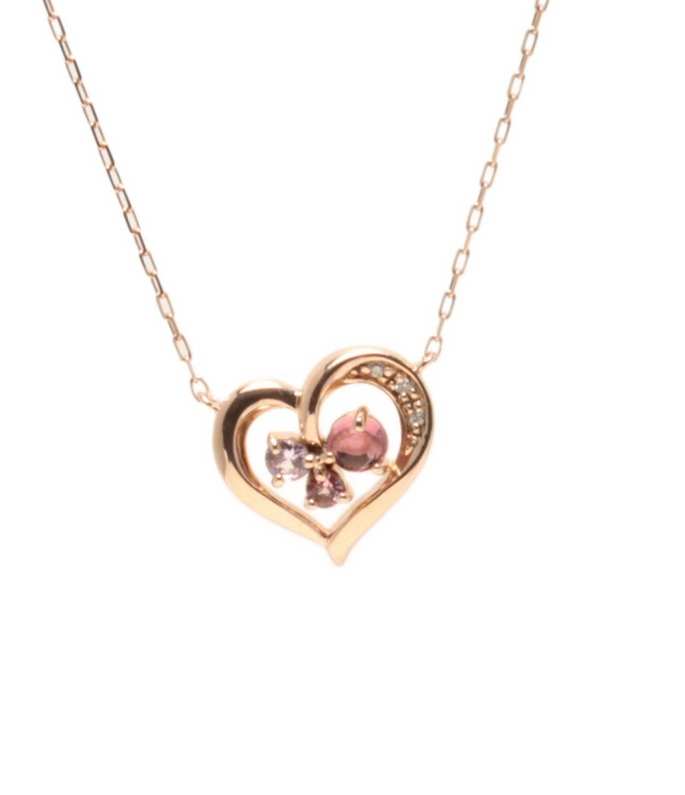 美品 4℃ ネックレス K10 ピンクサファイア ピンクトルマリン ハートモチーフ レディース ヨンドシー