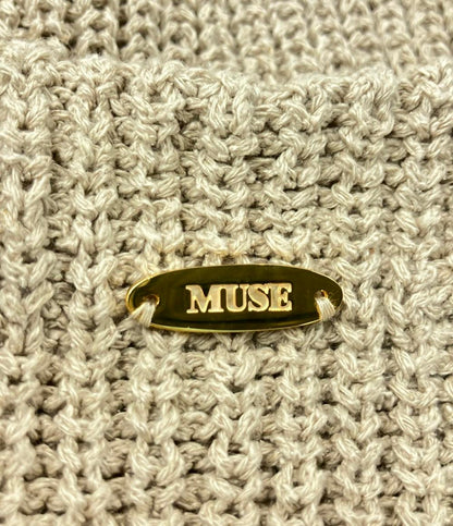 美品 ミューズ シルクリネン七分袖ボートネックニットセーター レディース MUSE