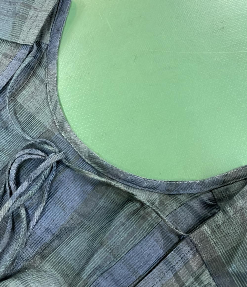 ウーア リネン混チェック柄半袖フレアロングワンピース レディース SIZE 36 (XS) Uhr