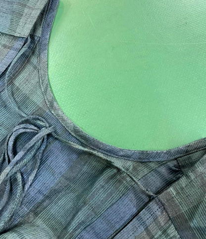 ウーア リネン混チェック柄半袖フレアロングワンピース レディース SIZE 36 (XS) Uhr